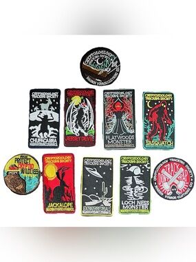 Cryptozoology Tracking Society Set of 10 Embroidered Iron On Patches